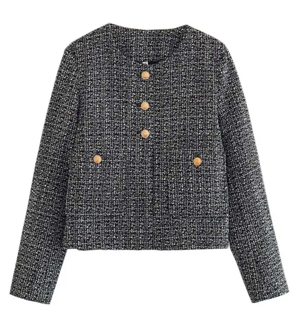 Kamelfarbene Tweed-Jacke für Damen Cleo