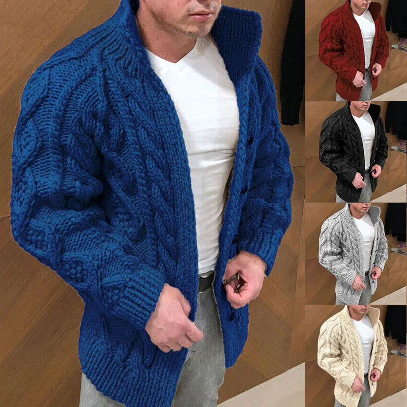 Strickjacke für Herren mit Stehkragen