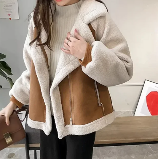 Lammfelljacke für Damen mit Taschen