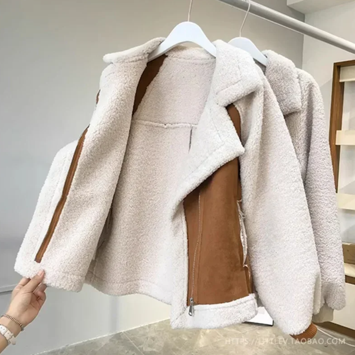 Lammfelljacke für Damen mit Taschen